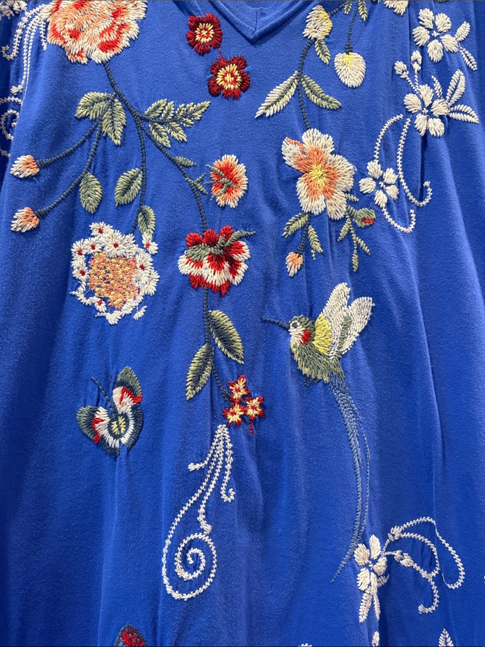 Johnny Was Royal Blue Jailyn Beach Embroidered Hooded Tunic XL - Picture 3 of 7